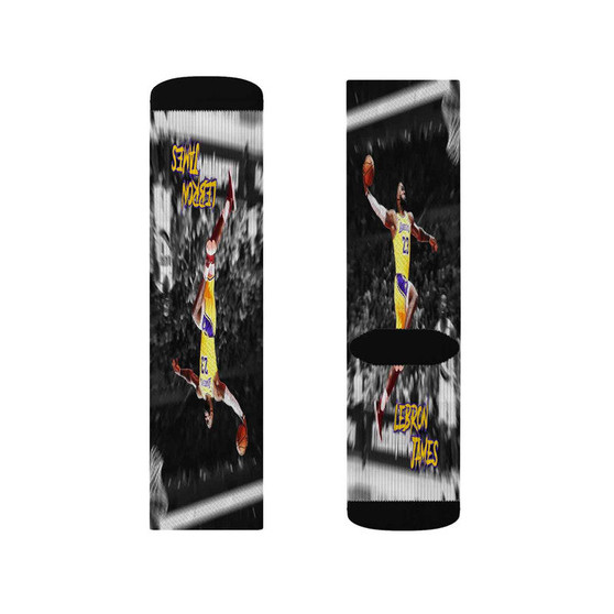 Le Bron James LA Lakers Polyester Sublimation Socks White