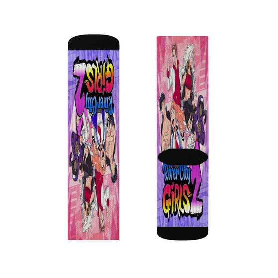 River City Girls 2 Anime Polyester Sublimation Socks White