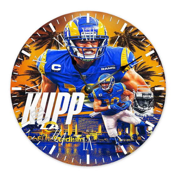 Cooper Kupp LA Rams Round Non-ticking Wooden Wall Clock