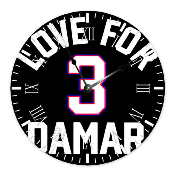 Love For 3 Damar Hamlin Round Non-ticking Wooden Wall Clock