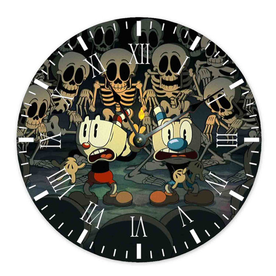 The Cuphead Show Season 4 Round Non-ticking Wooden Wall Clock