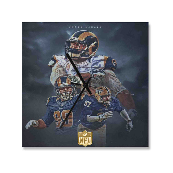 Aaron Donald LA Rams Square Silent Scaleless Wooden Wall Clock