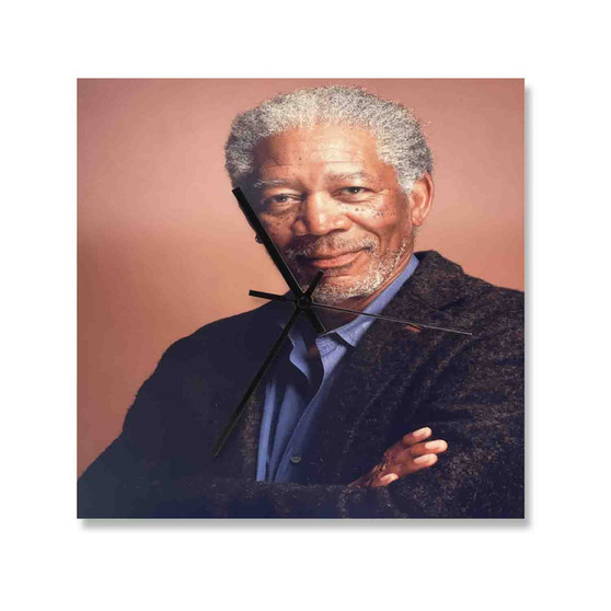 Morgan Freeman Square Silent Scaleless Wooden Wall Clock