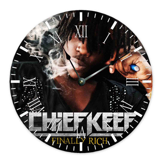 Chief Keef Finally Rich Deluxe Round Non-ticking Wooden Wall Clock