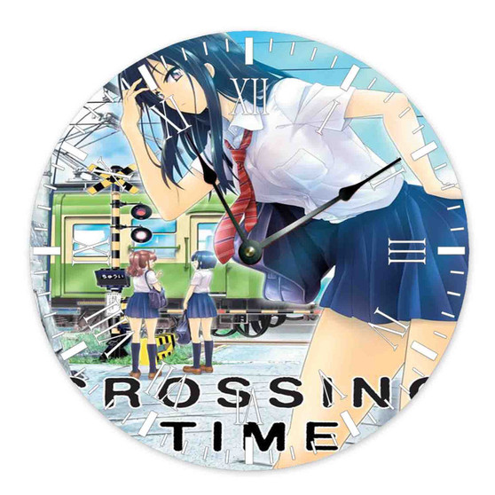 Crossing Time Round Non-ticking Wooden Wall Clock