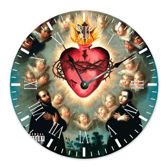 DC The Don SACRED HEART Round Non-ticking Wooden Wall Clock
