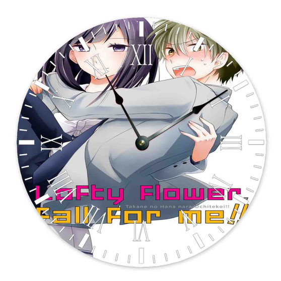 Lofty Flower fall for me Round Non-ticking Wooden Wall Clock