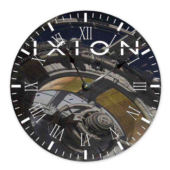 IXION Round Non-ticking Wooden Wall Clock