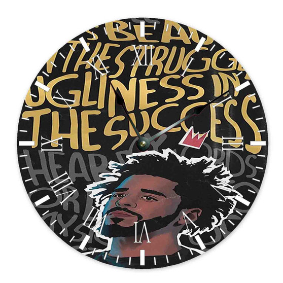 J Cole Lyric Quotes Round Non-ticking Wooden Wall Clock