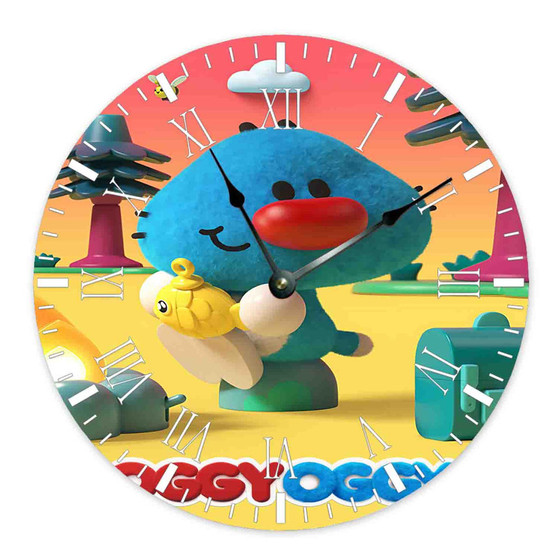 Oggy Oggy Round Non-ticking Wooden Wall Clock