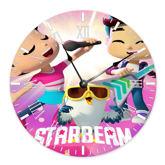 StarBeam Round Non-ticking Wooden Wall Clock