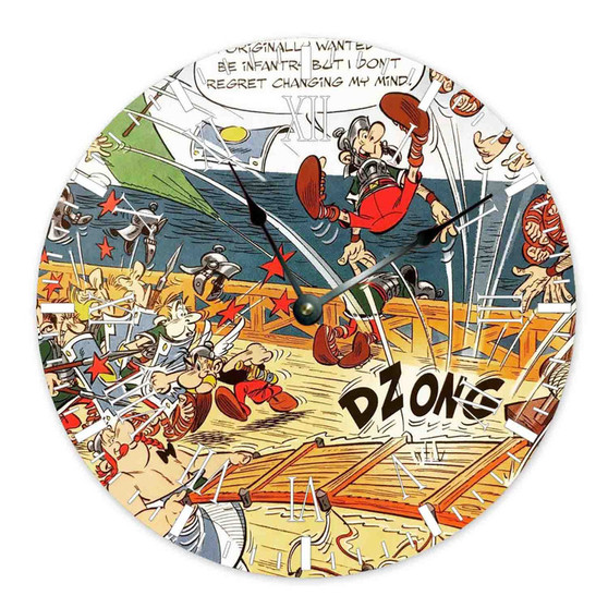 Untitled Asterix Round Non-ticking Wooden Wall Clock