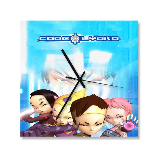 Code Lyoko Square Silent Scaleless Wooden Wall Clock