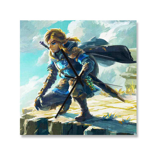 Link The Legend of Zelda Square Silent Scaleless Wooden Wall Clock