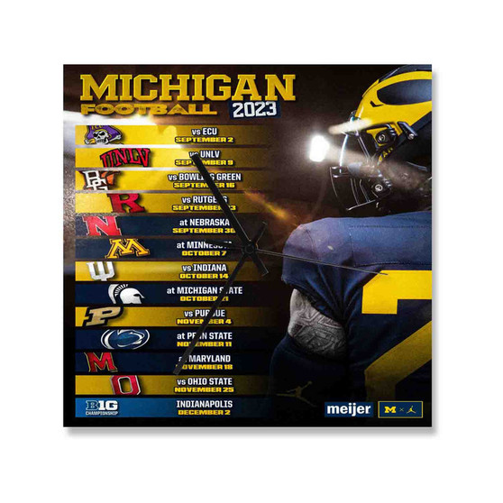 Michigan Football 2023 Square Silent Scaleless Wooden Wall Clock