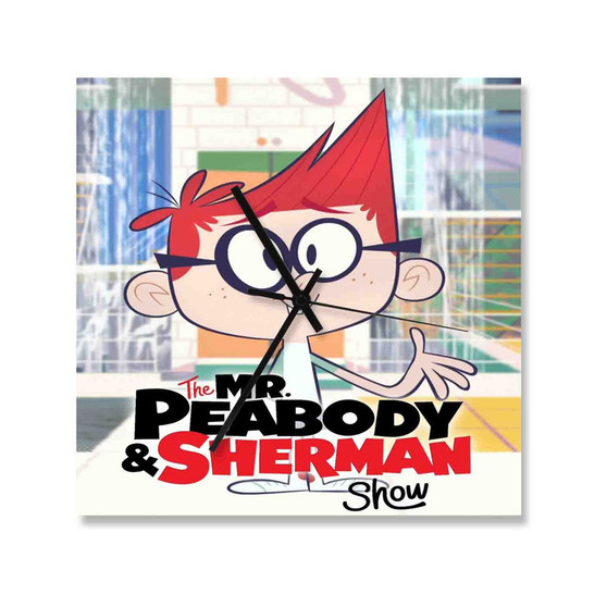 The Mr Peabody and Sherman Show Square Silent Scaleless Wooden Wall Clock