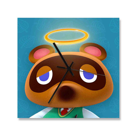 Tom Nook Animal Crossing Square Silent Scaleless Wooden Wall Clock