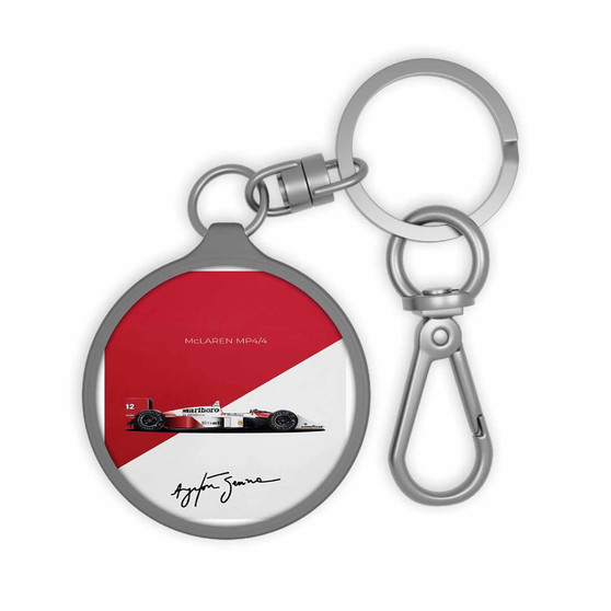 Ayrton Senna Mc Laren Keyring Tag Acrylic Keychain With TPU Cover