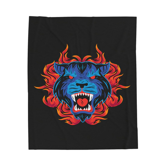 Black Panther Fire Polyester Bedroom Velveteen Plush Blanket