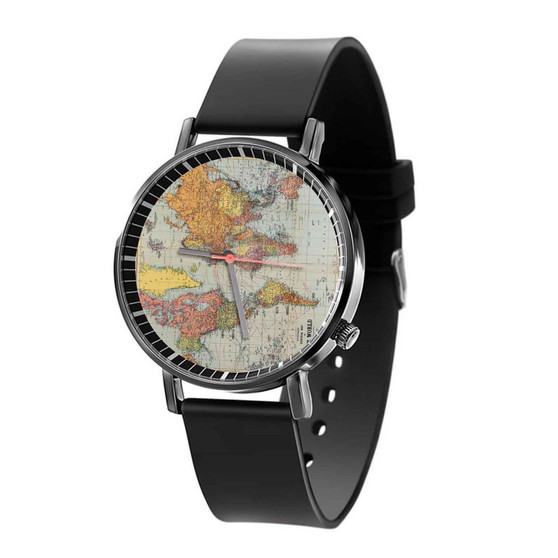 Vintage Map of The World Quartz Watch With Gift Box