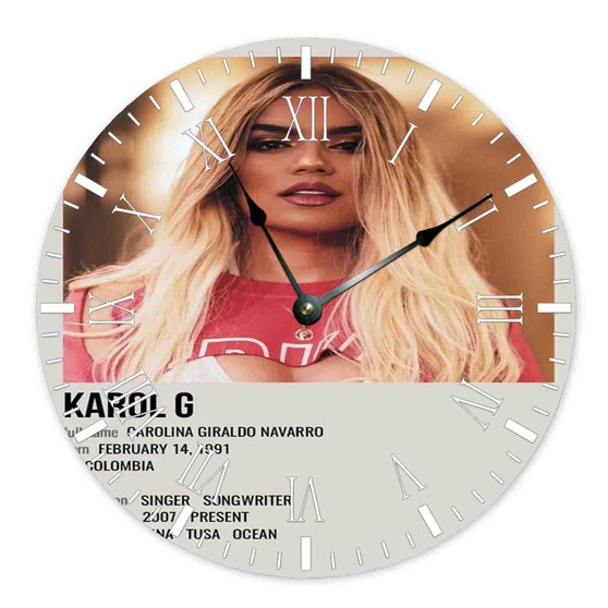 Karol G Poster Round Non-ticking Wooden Wall Clock