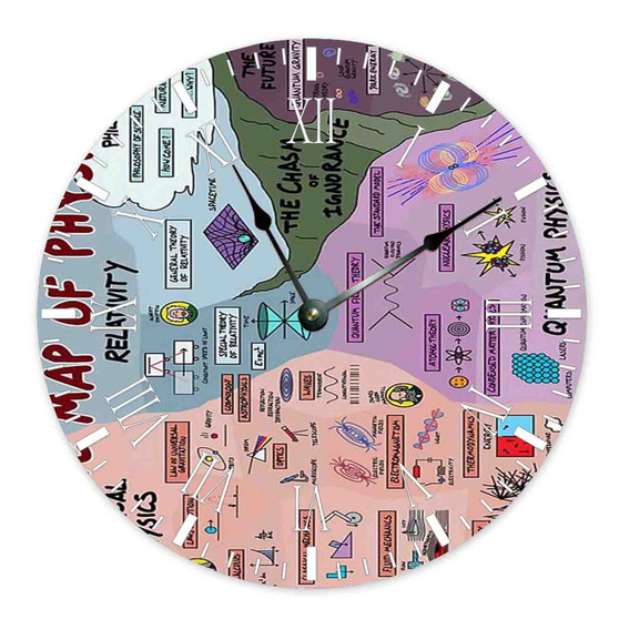 The Map Of Physics Classical Physics Relativity Philosophy Round Non-ticking Wooden Wall Clock