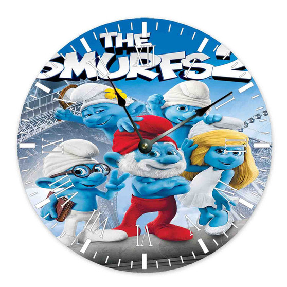 The Smurfs 2 Round Non-ticking Wooden Wall Clock