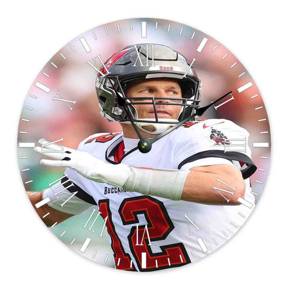 Tom Brady Round Non-ticking Wooden Wall Clock