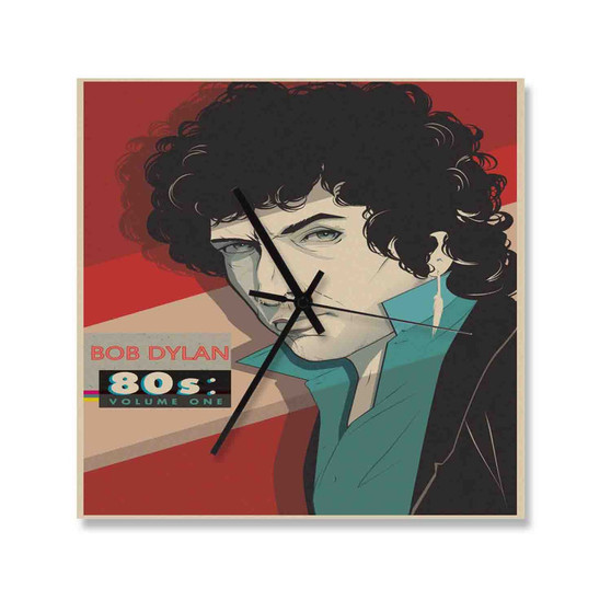 Bob Dylan 80s Square Silent Scaleless Wooden Wall Clock