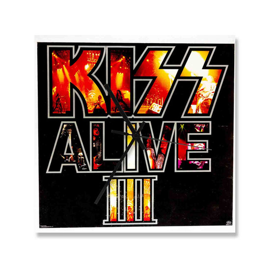 Kiss Alive III 1993 Square Silent Scaleless Wooden Wall Clock