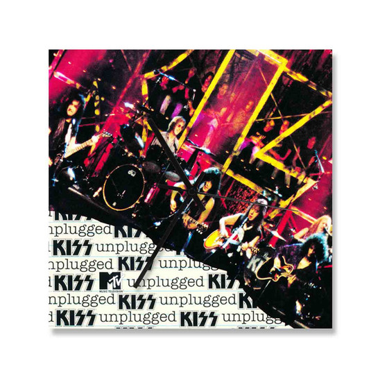 Kiss Kiss Unplugged 1996 Square Silent Scaleless Wooden Wall Clock
