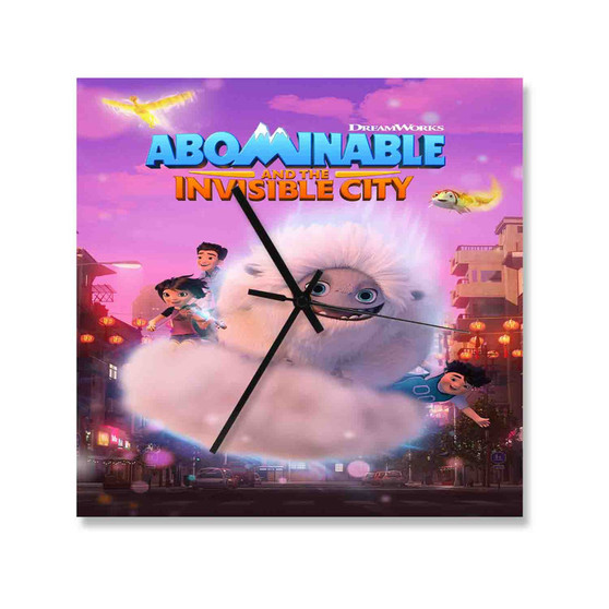 Abominable and the Invisible City Square Silent Scaleless Wooden Wall Clock