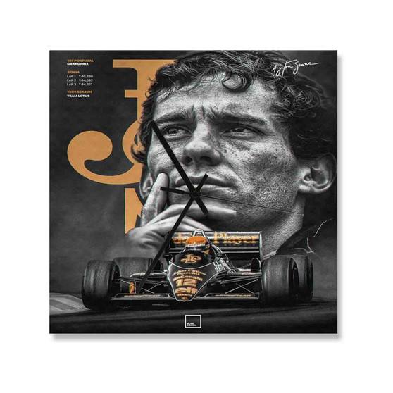 Ayrton Senna F1 Legend Square Silent Scaleless Wooden Wall Clock