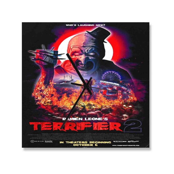 Terrifier 2 Movie Square Silent Scaleless Wooden Wall Clock