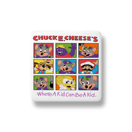 Chuck E Cheese Collage Porcelain Magnet Square