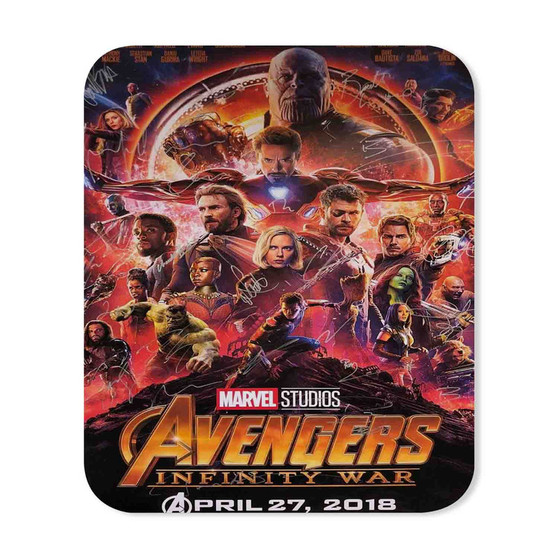 Avengers Infinity War Poster Signed By Cast Rectangle Gaming Mouse Pad Rubber Backing