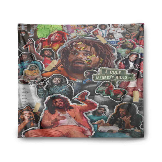 J Cole Collage Indoor Wall Polyester Tapestries