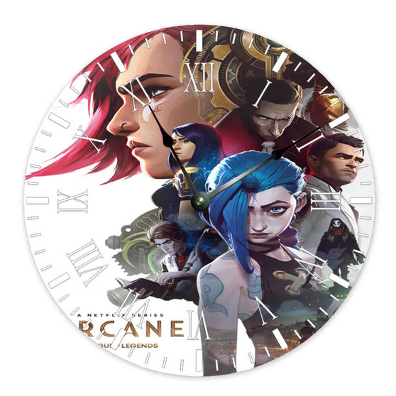 Arcane League of Legends Round Non-ticking Wooden Black Pointers Wall Clock