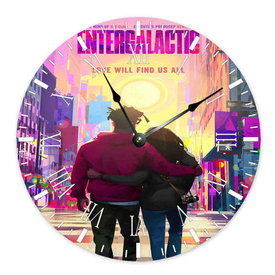 Entergalactic Round Non-ticking Wooden Black Pointers Wall Clock