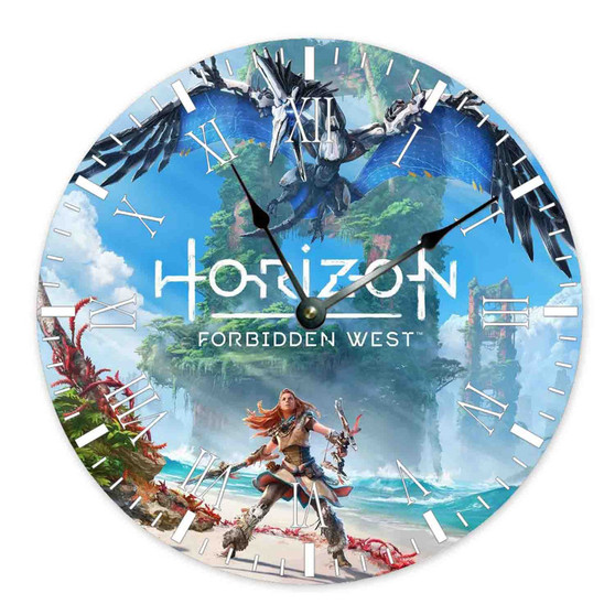 Horizon Forbidden West Round Non-ticking Wooden Black Pointers Wall Clock