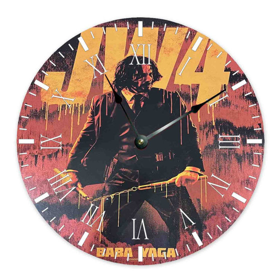 John Wick Chapter 4 Round Non-ticking Wooden Black Pointers Wall Clock