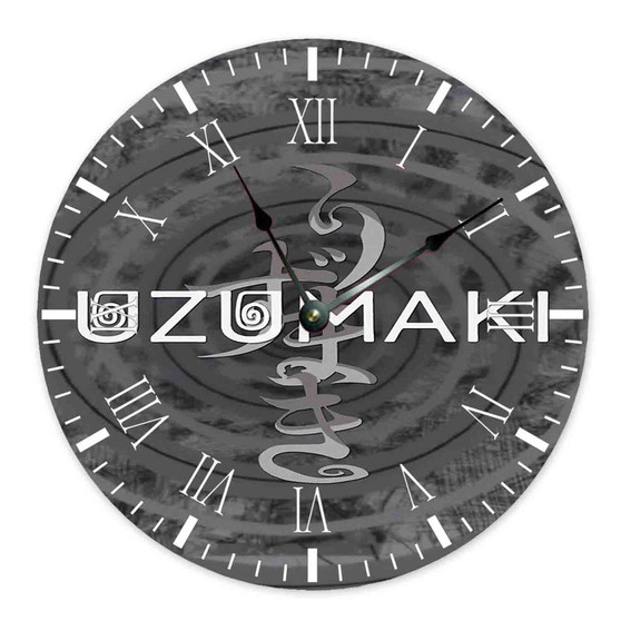 Uzumaki Round Non-ticking Wooden Black Pointers Wall Clock