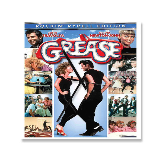 Grease Movie Square Silent Scaleless Wooden Wall Clock Black Pointers