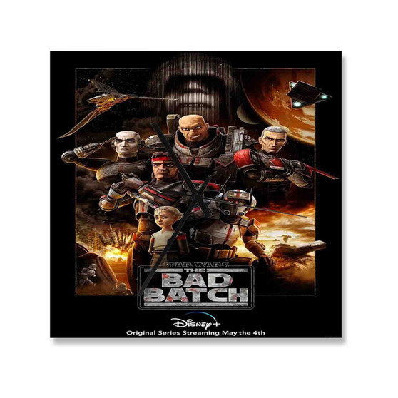 Star Wars The Bad Batch Square Silent Scaleless Wooden Wall Clock Black Pointers