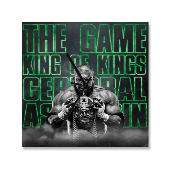 Triple H King of Kings Square Silent Scaleless Wooden Wall Clock Black Pointers