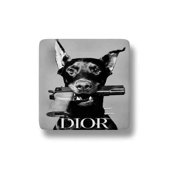 Doberman Gun Fashion Porcelain Refrigerator Magnet Square