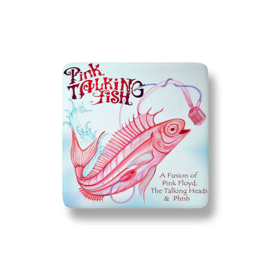 Pink Talking Fish Porcelain Refrigerator Magnet Square