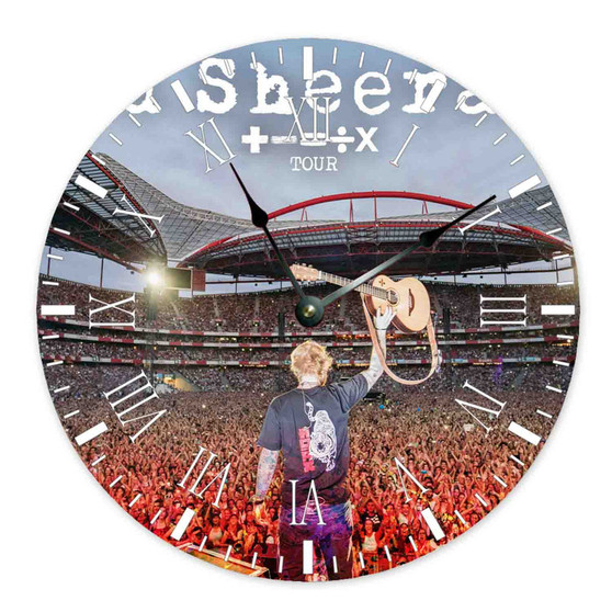 Ed Sheeran 2023 Tour Round Non-ticking Wooden Black Pointers Wall Clock