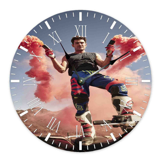 Zac Efron Round Non-ticking Wooden Black Pointers Wall Clock
