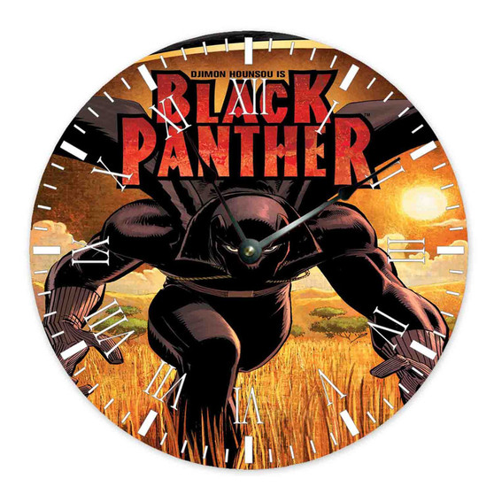 Marvel Knights Black Panthe Round Non-ticking Wooden Black Pointers Wall Clock